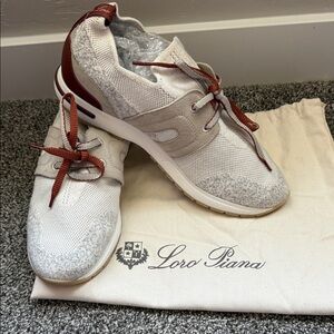 Loro Piana Cream and Burgundy Sneakers